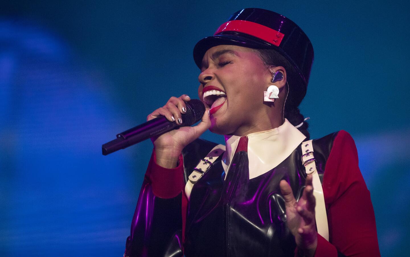 Janelle Monae performs on the Coachella stage.