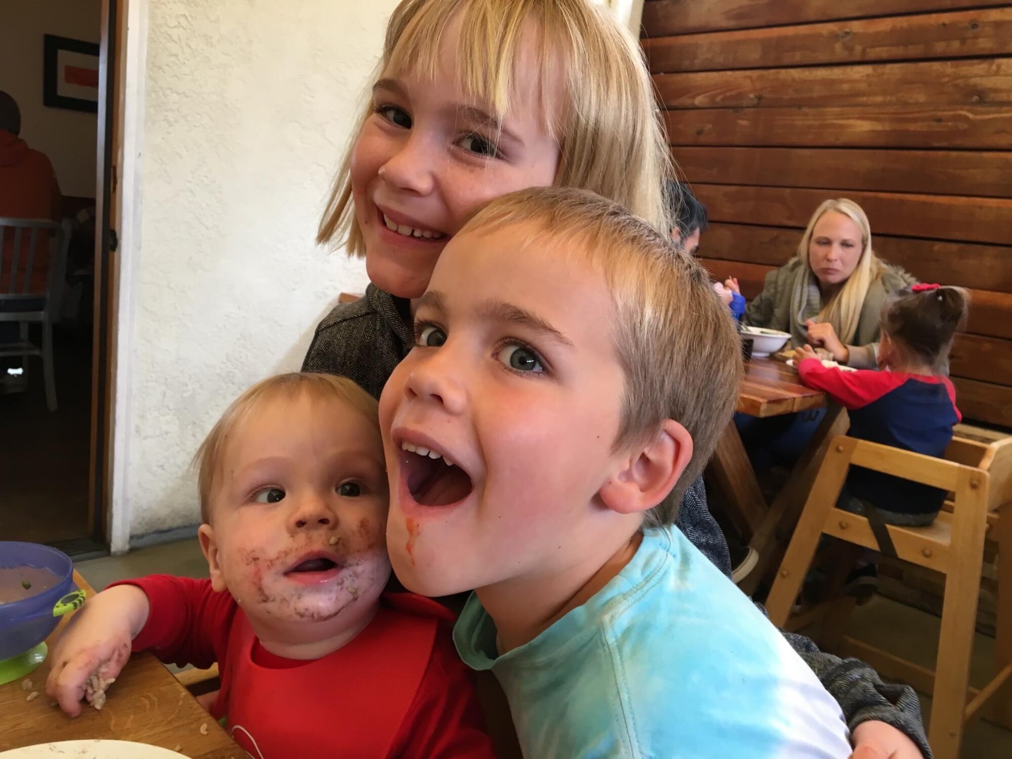 Molly Steinsapir, middle, with her two younger brothers, Nathaniel and Eli