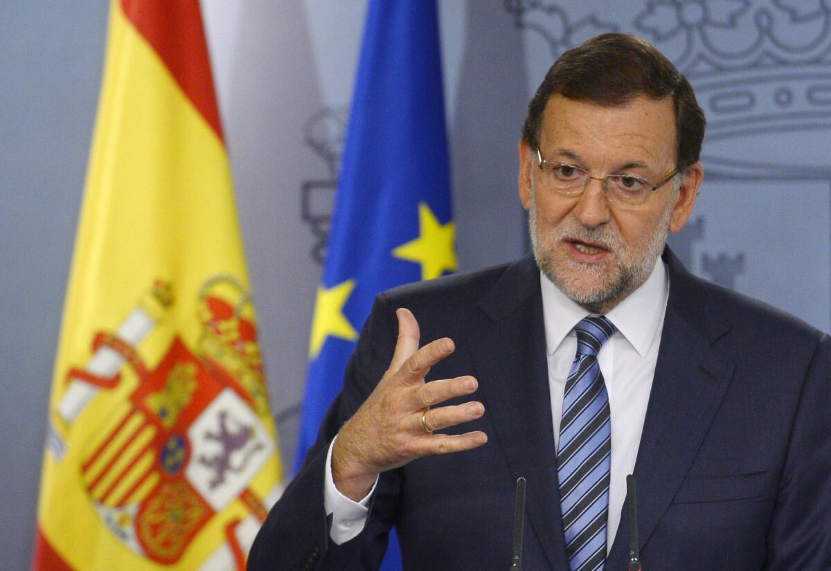 Spanish Prime Minister Mariano Rajoy speaks during a press conference in Madrid after a cabinet meeting on the Catalonia independence vote.
