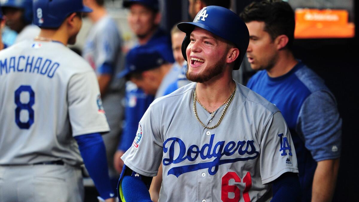 Alex Verdugo celebrates after hitting a third inning solo home run against the Atlanta Braves.