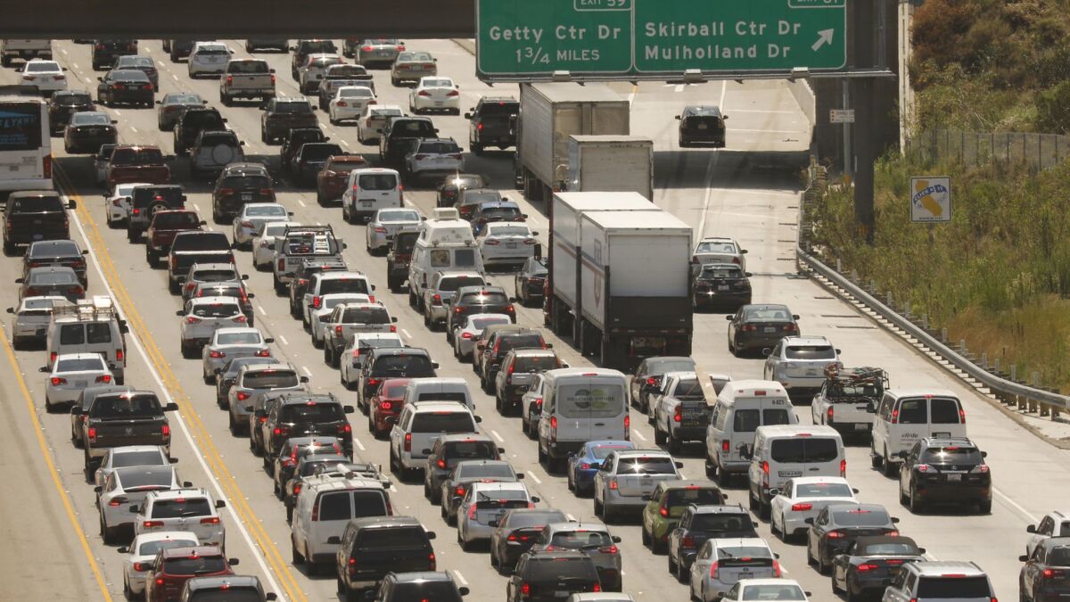 Traffic on the 405 Freeway in the Sepulveda Pass.