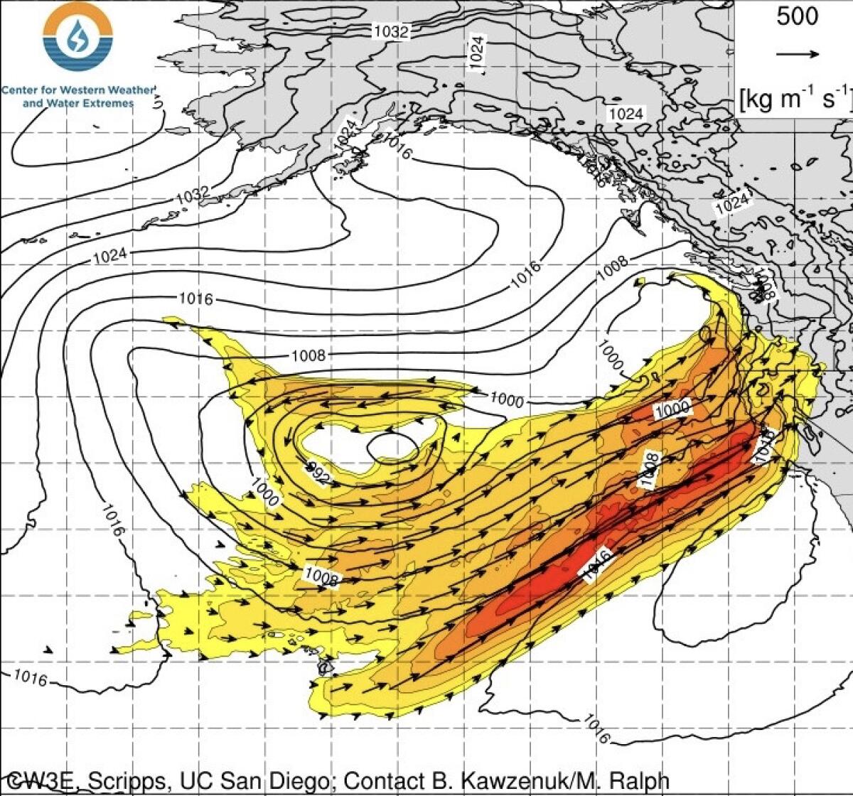 An atmospheric river is expected to flow through Southern and Central California on Friday and Saturday.