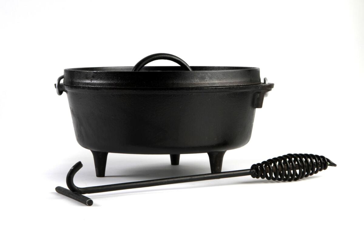 Dutch ovens and lid lifters are available at sporting goods stores and online.