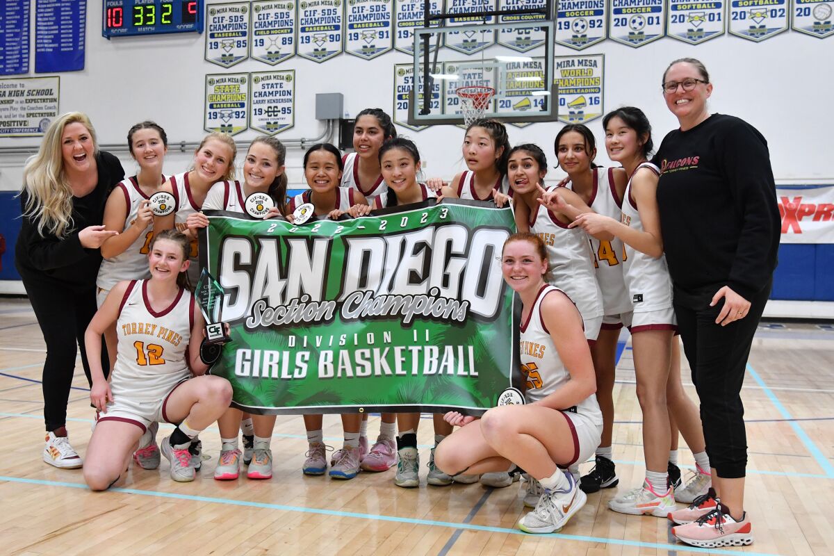 The champion Torrey Pines Falcon basketball team.