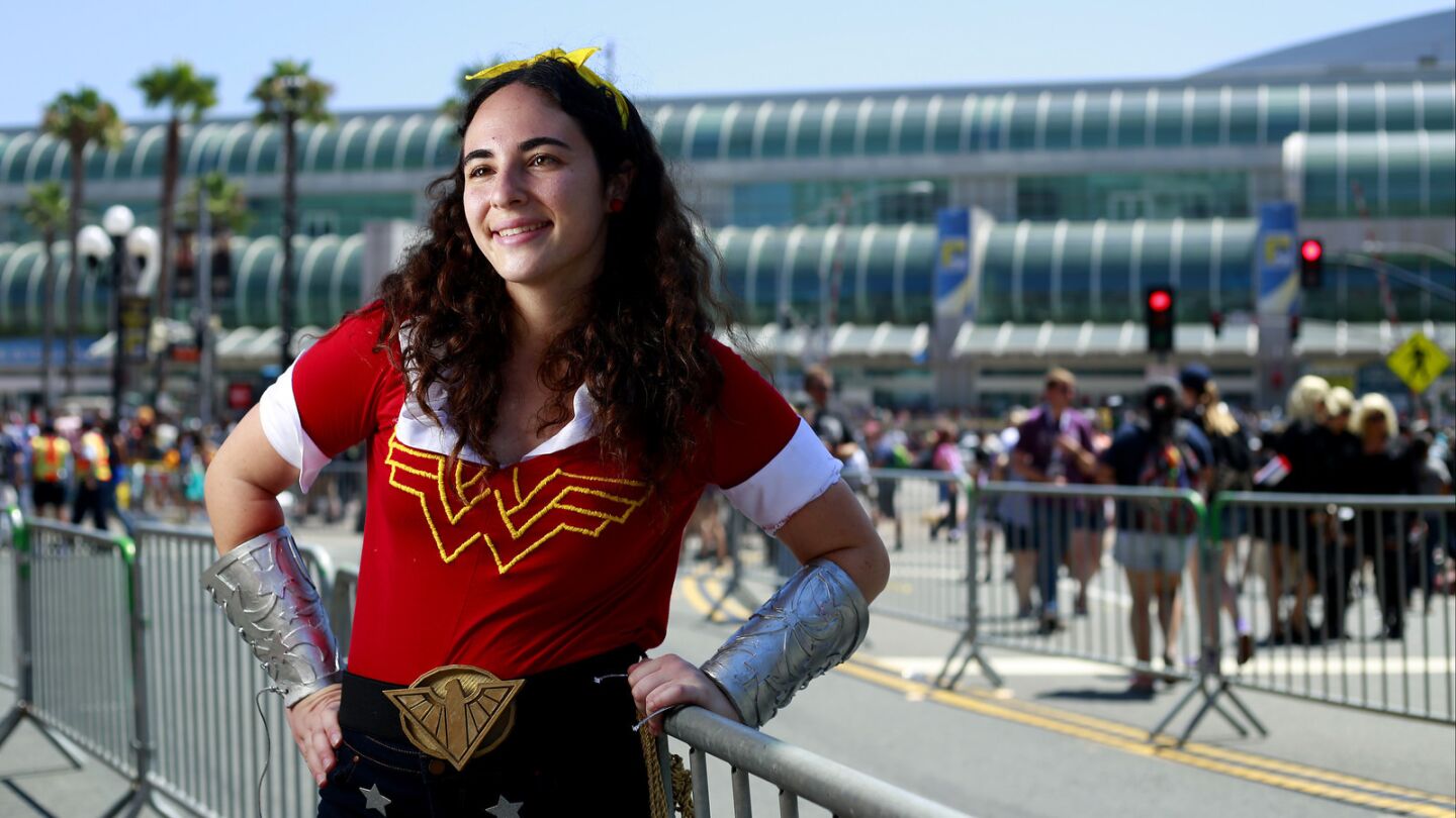 Tamara Sherwin dressed as Wonder Woman at Comic-Con in San Diego.
