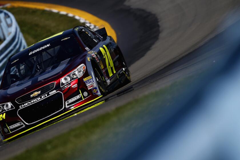 Jeff Gordon takes part in qualifying Saturday for Sunday's NASCAR Sprint Cup race at Watkins Glen International.