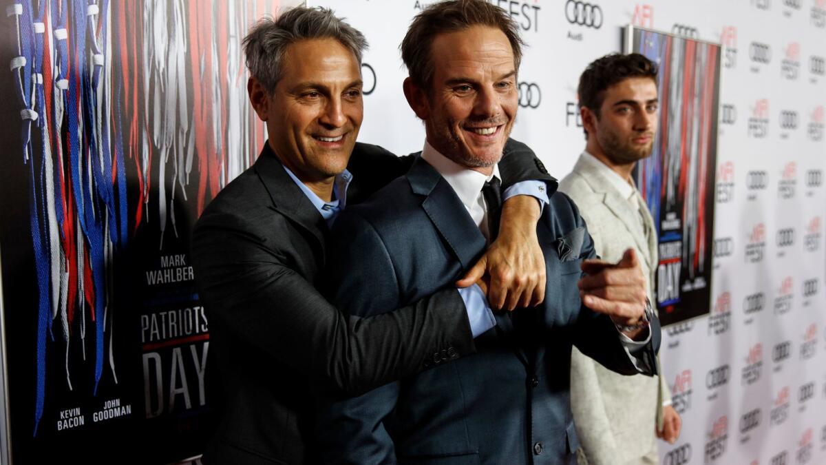 Hollywood super agent Ari Emanuel, left, with director Peter Berg at the premiere of "Patriots Day" at the TCL Chinese Theatre in 2016.