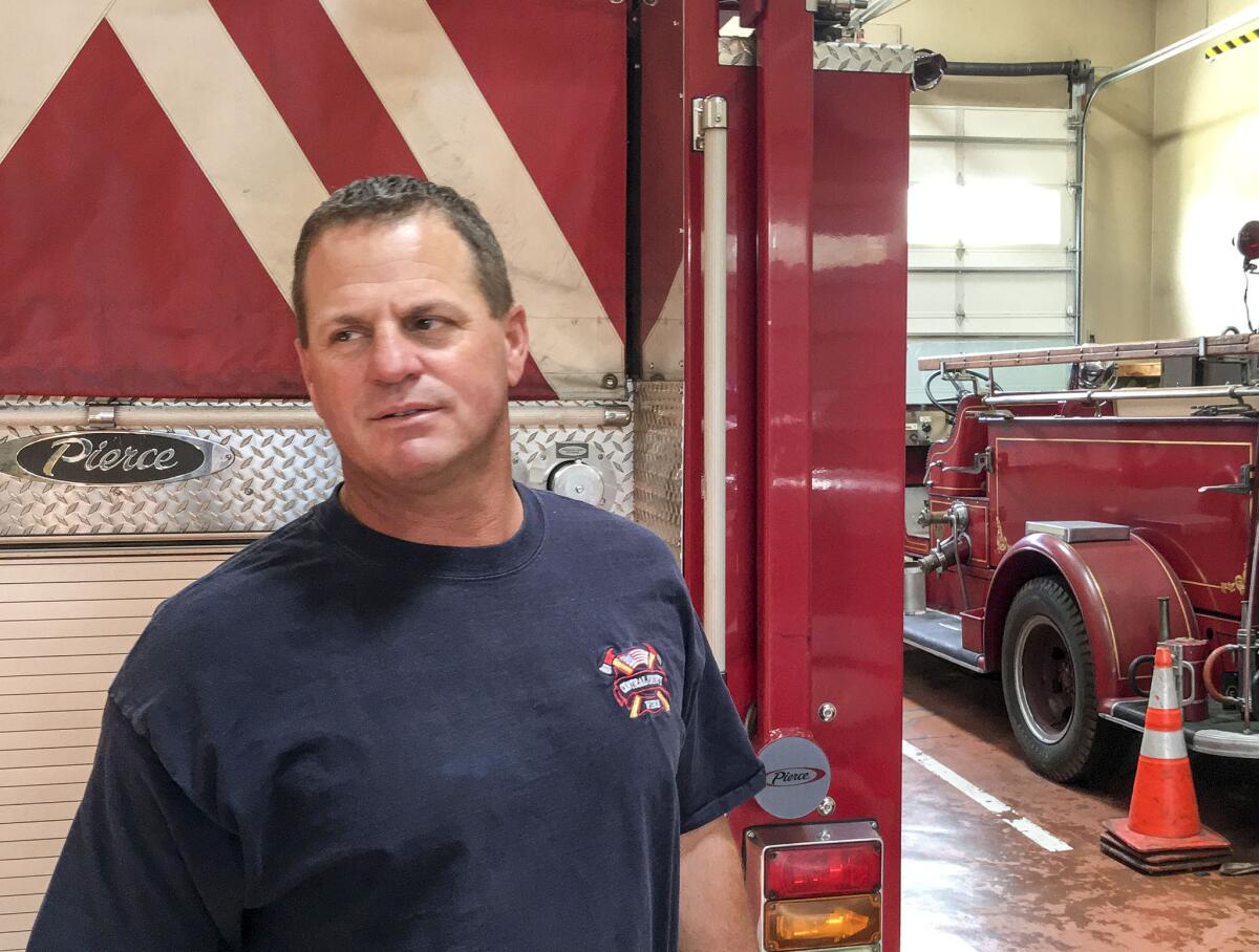 California quarterback Jared Goff's father, Jerry Goff, a Millbrae firefighter is seen at the Millbrae Fire Station.