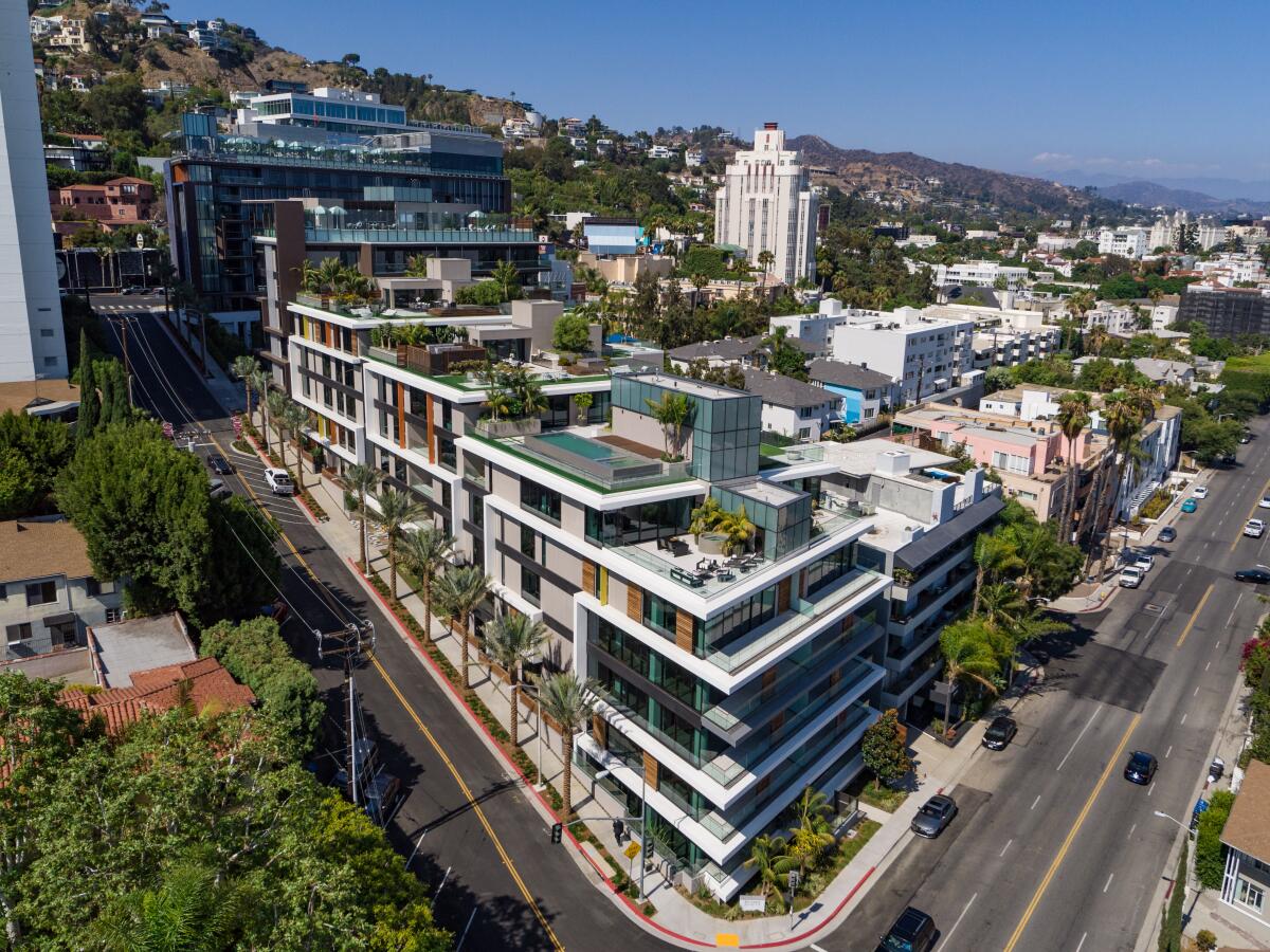 An aerial view of the Pendry Residences West Hollywood 