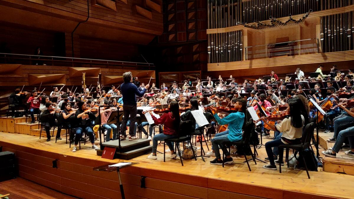 Gustavo Dudamel rehearses the National Youth Orchestra in Caracas, Venezuela.