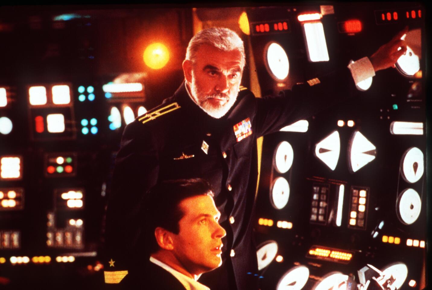 In the 1990 film "The Hunt for Red October," Connery, top, stars with Alec Baldwin.
