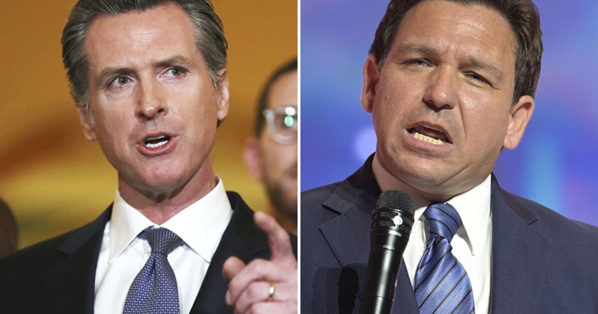 Column: Newsom-DeSantis debate would be good for voters — and two ambitious politicians Column: Newsom-DeSantis debate would be good for voters — and two ambitious politicians