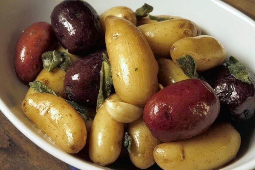New potatoes with sage, cooked in butter. Recipe