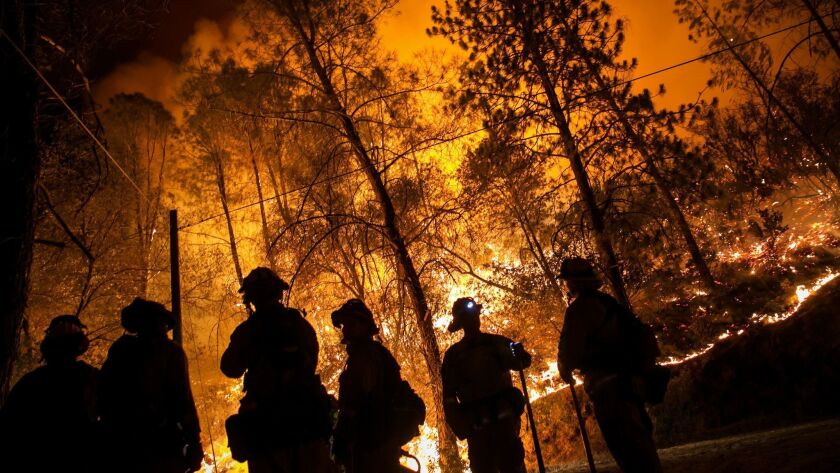 Firefighters at the Butte fire near Sheep Ranch, Calif., in September 2015.