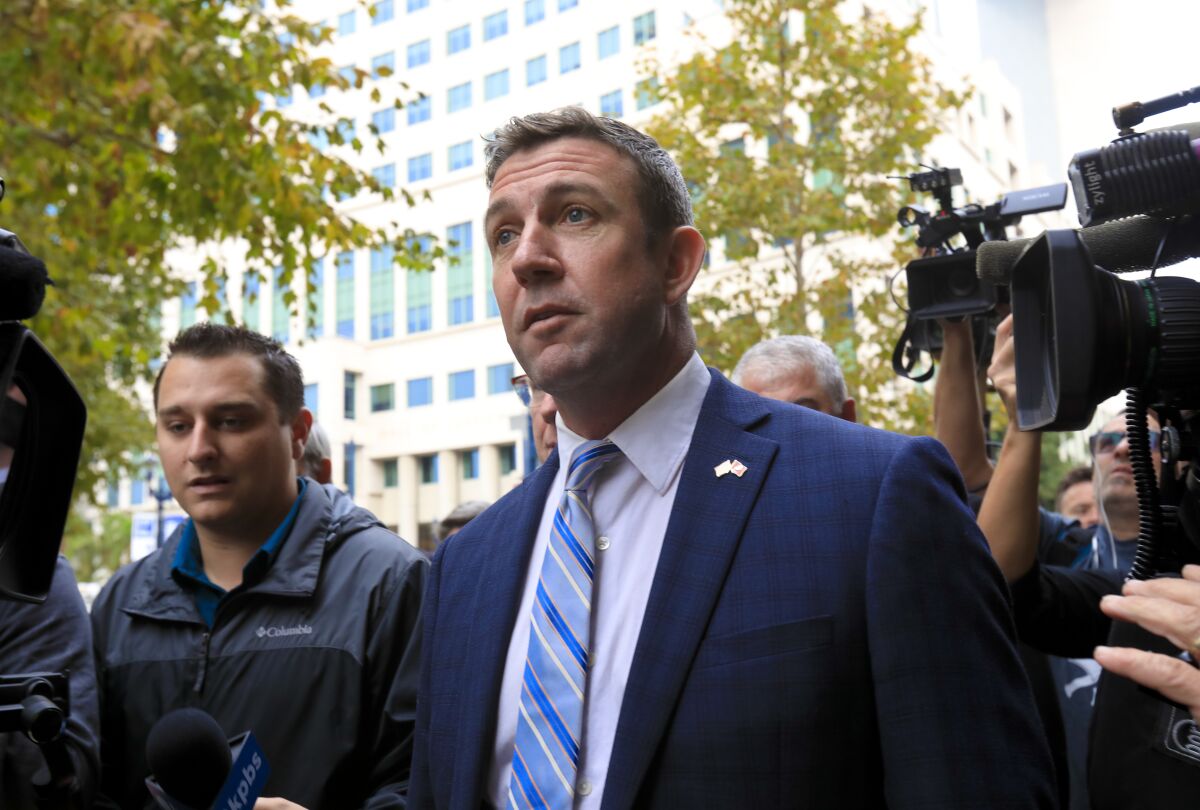 Rep. Duncan Hunter outside San Diego's downtown federal courthouse on Tuesday.