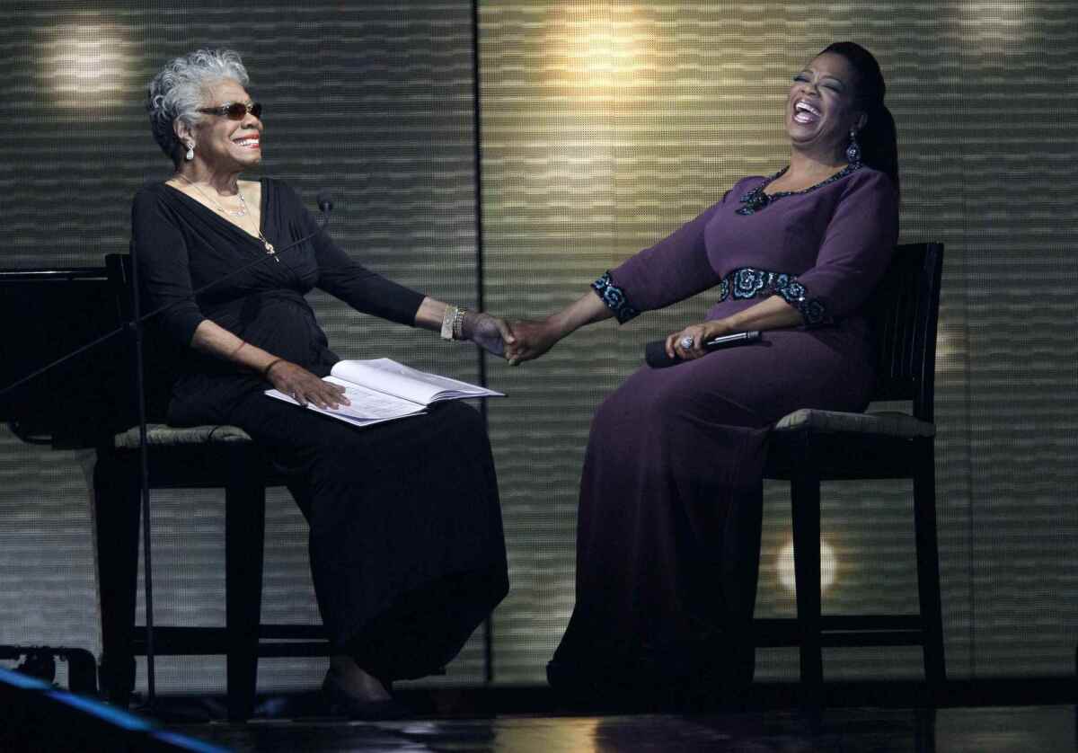 Oprah Winfrey is helping to organize Saturday's memorial service for the late Maya Angelou at Wake Forest University in North Carolina. The two women, seen here in 2011, were friends and collaborators.