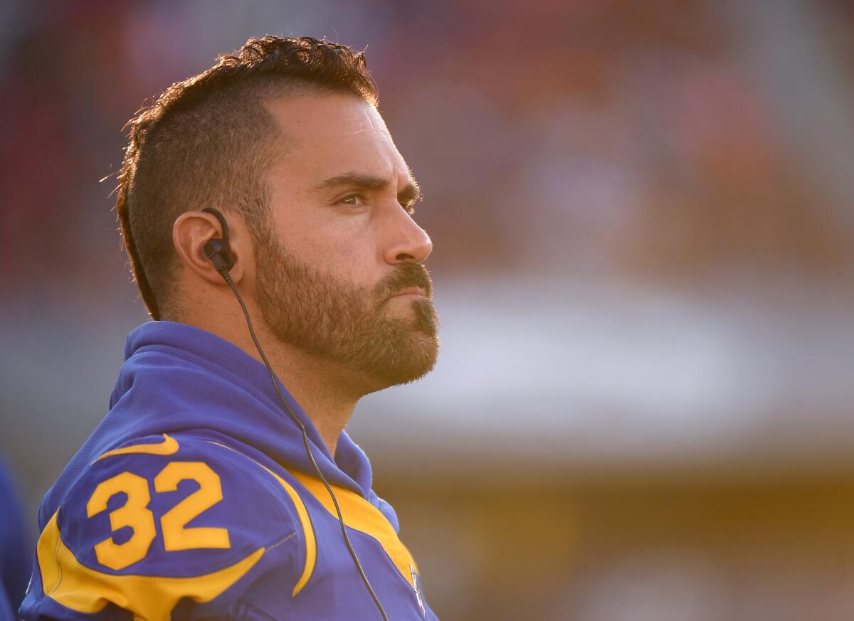 Rams safety Eric Weddle stands on the sideline during a preseason game against the Denver Broncos on Aug. 24.