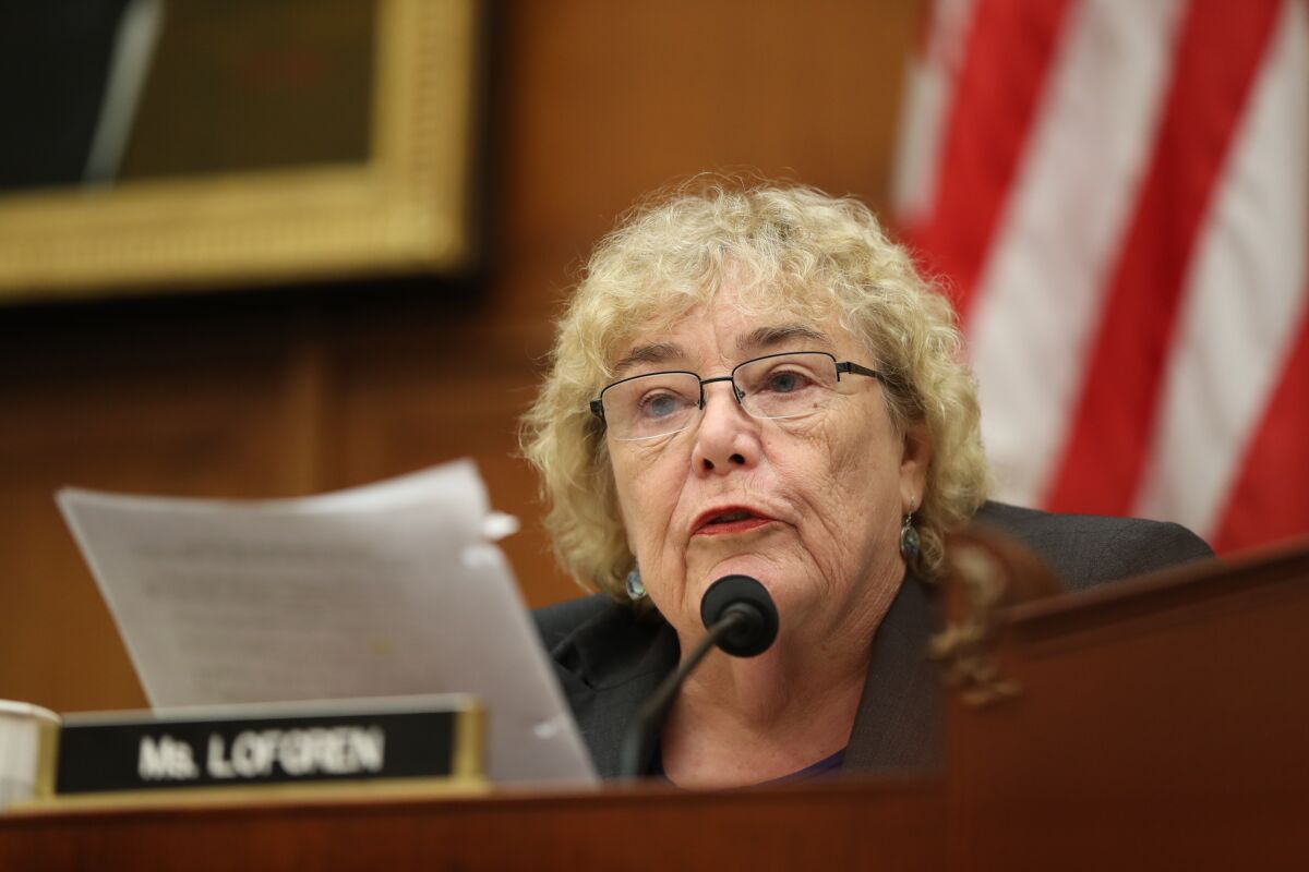 Rep. Zoe Lofgren (D-San Jose) asks questions of special counsel Robert S. Mueller III in July during his testimony before ouse Judiciary Committee members.