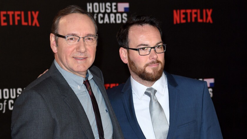 Kevin Spacey and Dana Brunetti attend the London premiere of “House of Cards” Season 3 on Feb. 26, 2015.