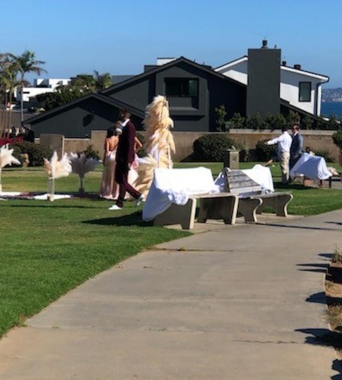 A wedding is set up at Calumet Park in Bird Rock.