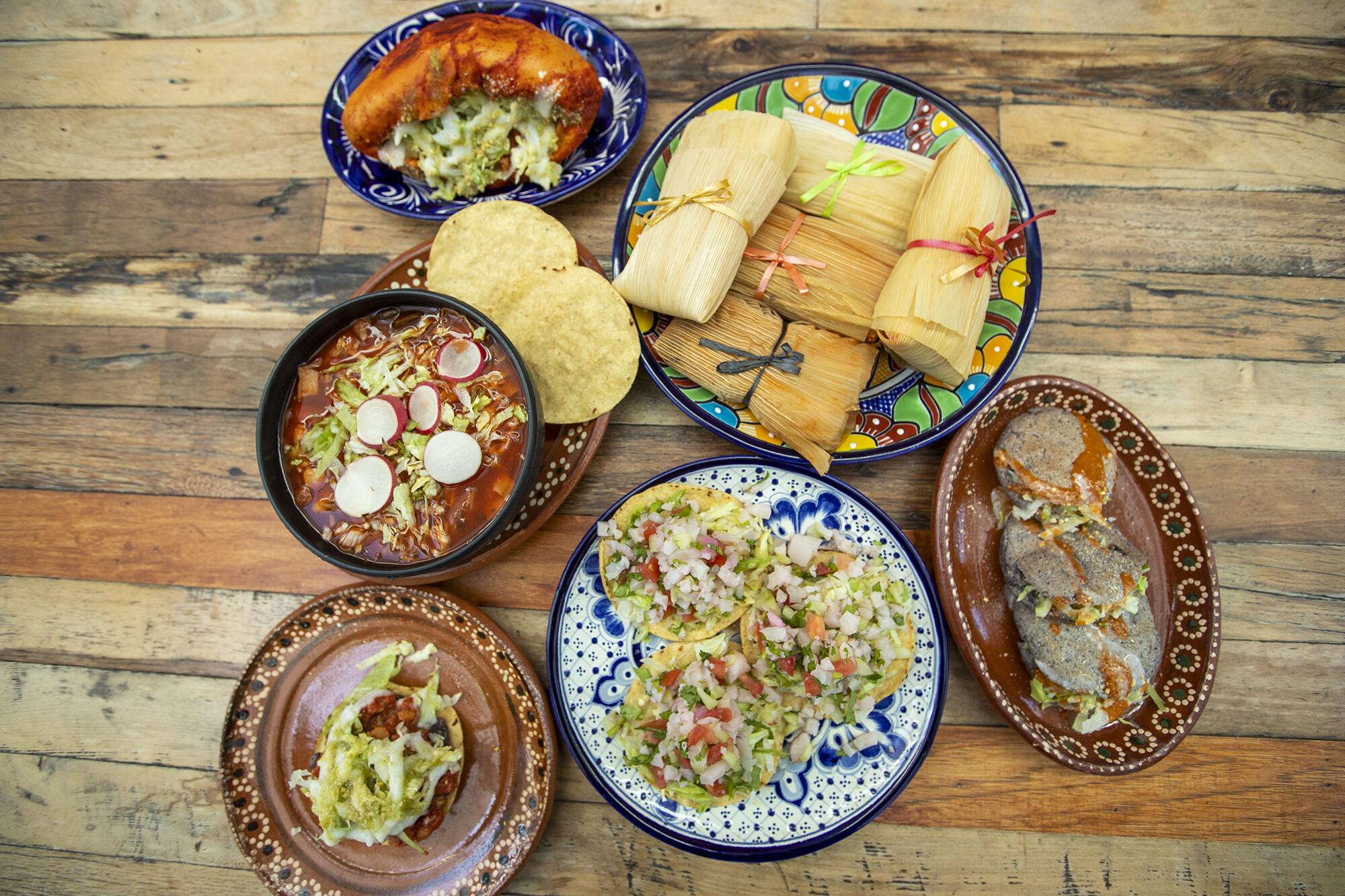 An assortment of vegan Mexican food from La Vegana Mexicana in Santa Ana.