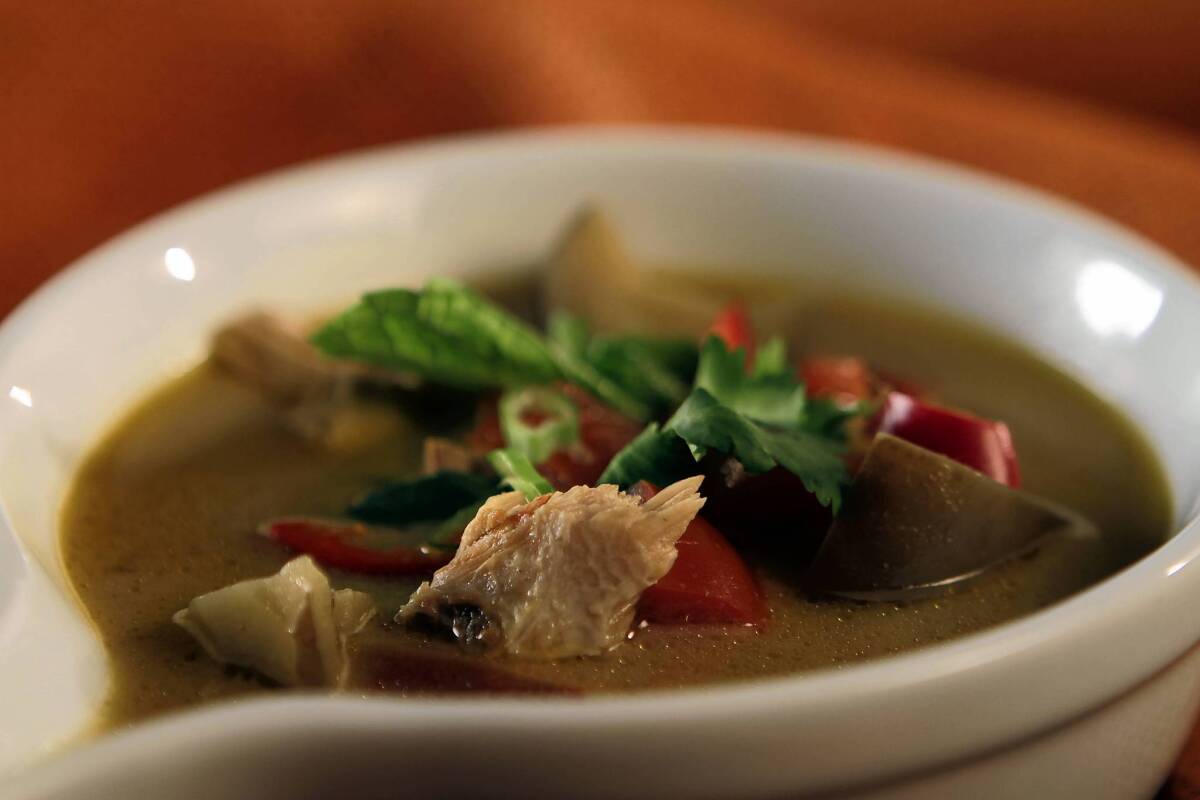 Use turkey leftovers for a Thai-style turkey soup with tamarind, lemongrass and fragrant herbs.