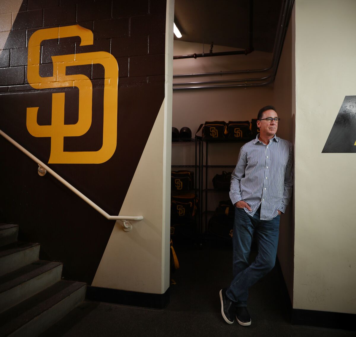 Padres manager Bob Melvin poses in the clubhouse at Petco Park in December.
