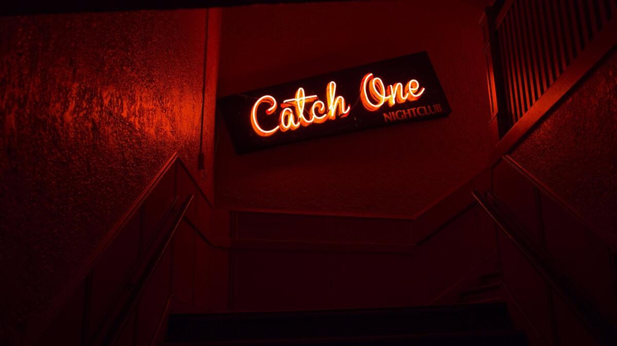 A neon sign that used to hang above the entrance to Jewel's Catch One.