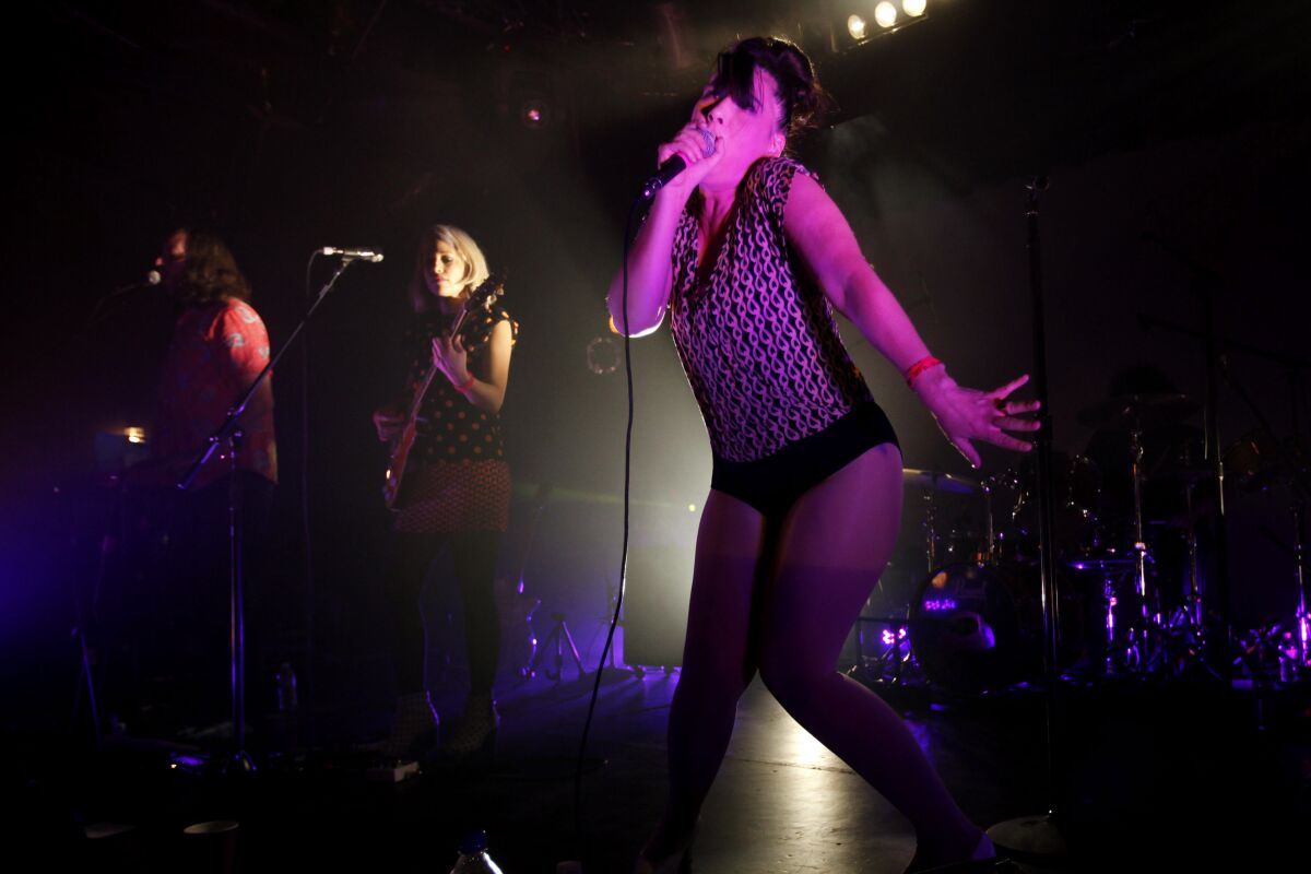 LOS ANGELES, CA-SEPTEMBER 19, 2013: Punk rocker Kathleen Hanna, aka the Juile Ruin, performs at the Echoplex in Los Angeles on Thursday night. (Michael Robinson Chavez/Los Angeles Times)