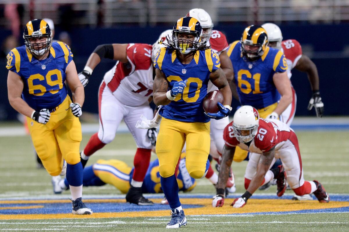 Todd Gurley rushed for 146 yards in 19 carries against the Cardinals during a game in Arizona on Dec. 6.