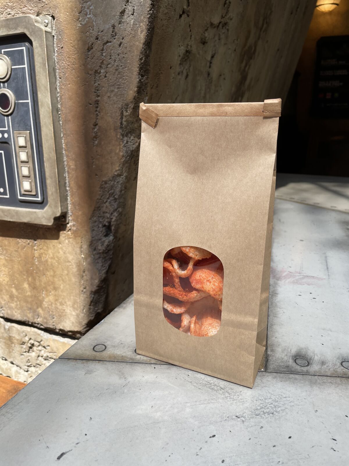 Sullust garlic chips, or krupuk, oil-puffed tapioca crackers at Star Wars: Galaxy's Edge inside Disneyland.
