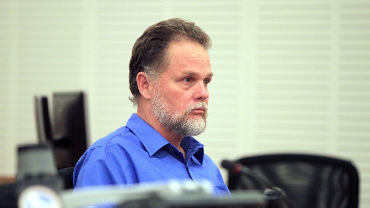 Charles "Chase" Merritt appears in San Bernardino Superior Court's downtown San Bernardino courthouse in this February 2015 file photo. Merritt has pleaded not guilty to four counts of murder in the deaths of the McStay family. Jury screening for his trial began Monday.