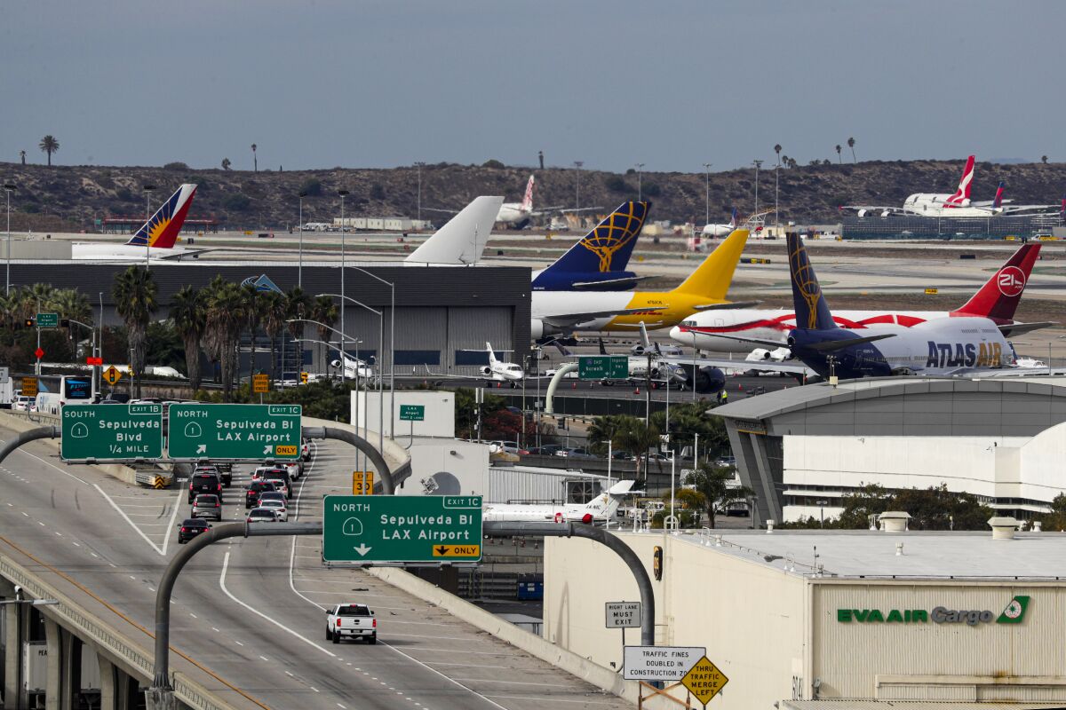 A view of the 105 Freeway leading ot Los Angeles International Airport