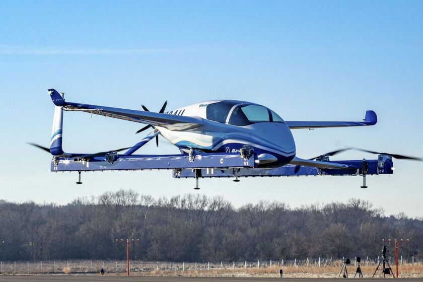 This January 22, 2019 handout photo obtained January 23, 2019 courtesy of Boeing, shows a prototype "flying car" -- part of a project aimed at "on-demand autonomous air transportation". - Boeing said Wednesday its prototype "flying car" -- part of a project aimed at "on-demand autonomous air transportation" -- has completed its first successful test flight. The electric vertical takeoff and landing (eVTOL) aircraft said the test was carried out Tuesday outside the US capital Washington, the company said in a statement.Boeing is among a handful of companies in the United States and around the world -- including Uber and a startup backed by Google founder Larry Page -- that are developing vehicles which could be used for personal air transport with autonomous navigation. (Photo by HO / BOEING / AFP) / RESTRICTED TO EDITORIAL USE - MANDATORY CREDIT "AFP PHOTO / BOEING/HANDOUT" - NO MARKETING NO ADVERTISING CAMPAIGNS - DISTRIBUTED AS A SERVICE TO CLIENTSHO/AFP/Getty Images ** OUTS - ELSENT, FPG, CM - OUTS * NM, PH, VA if sourced by CT, LA or MoD **