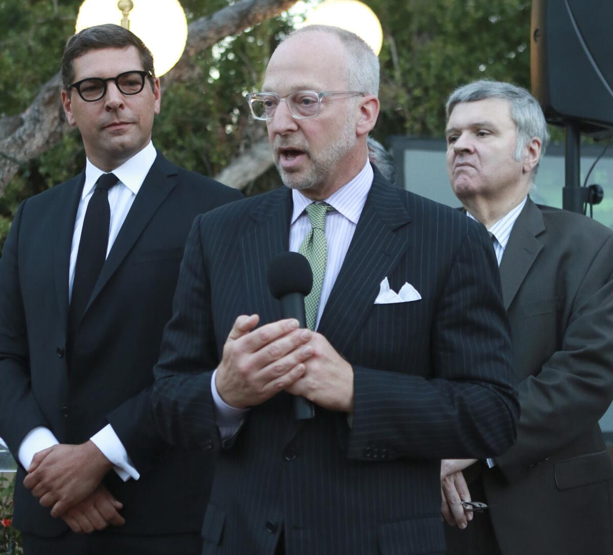 Deputy Chief of Staff to Mayor Eric Garcetti Rick Jacobs gives a speech in Beverly Hills