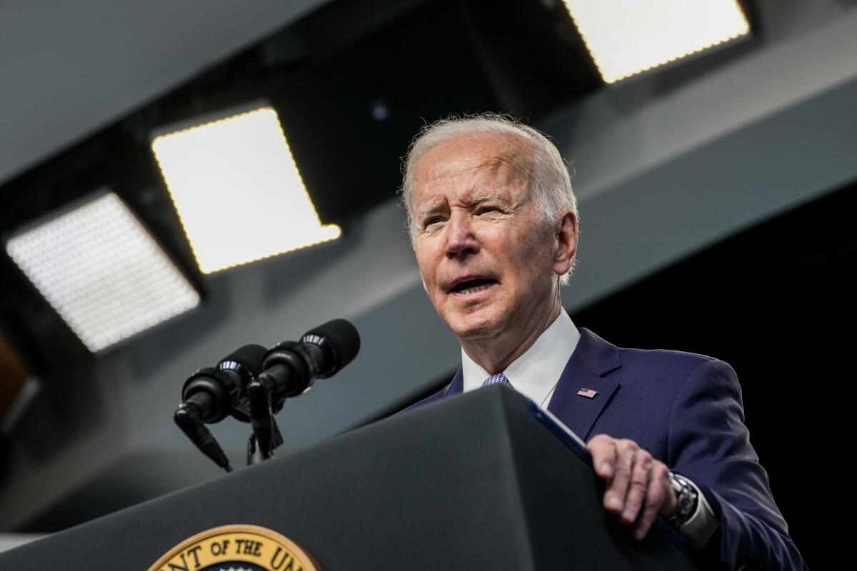 President Biden delivers remarks during a press conference