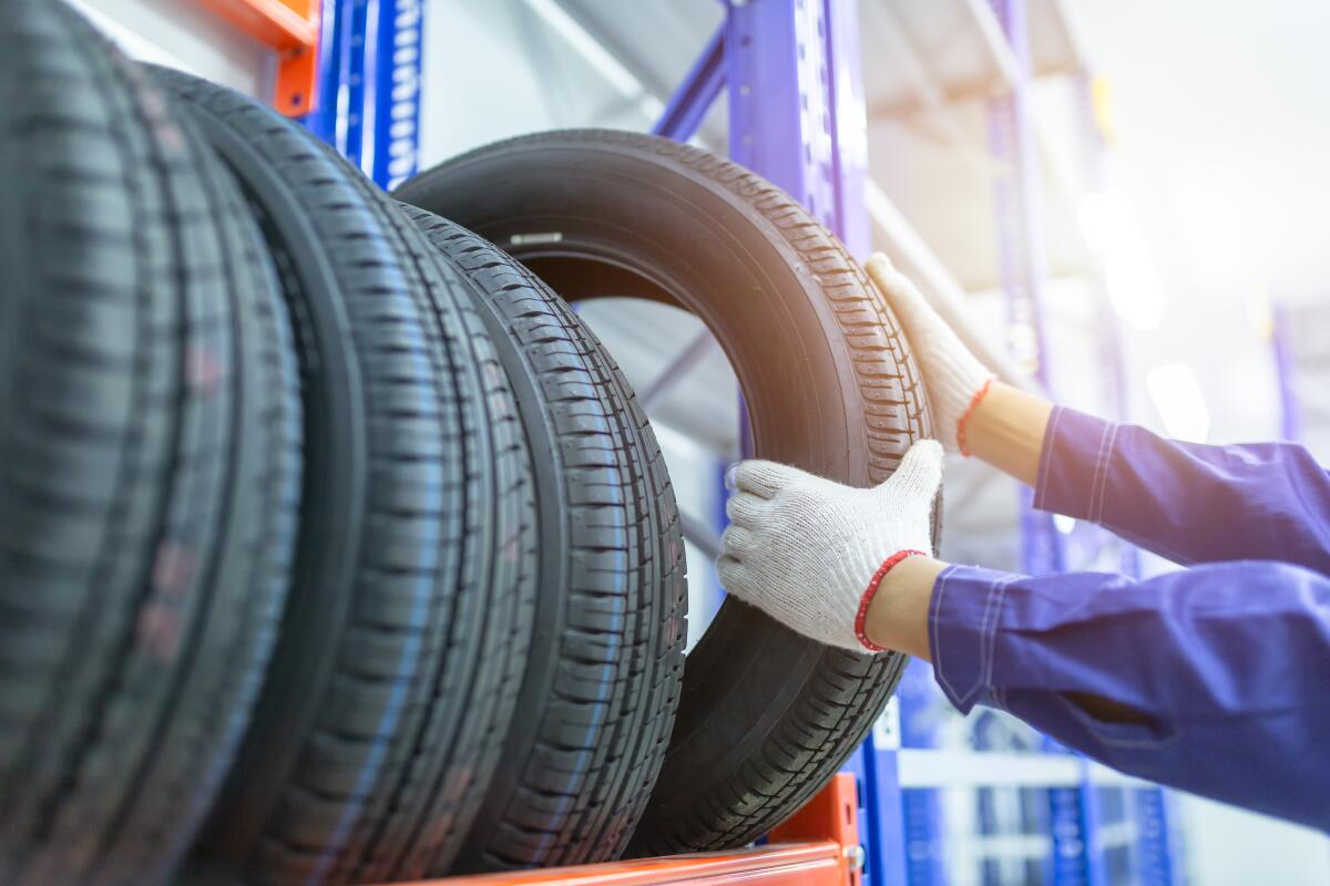 Tires in a tire store,