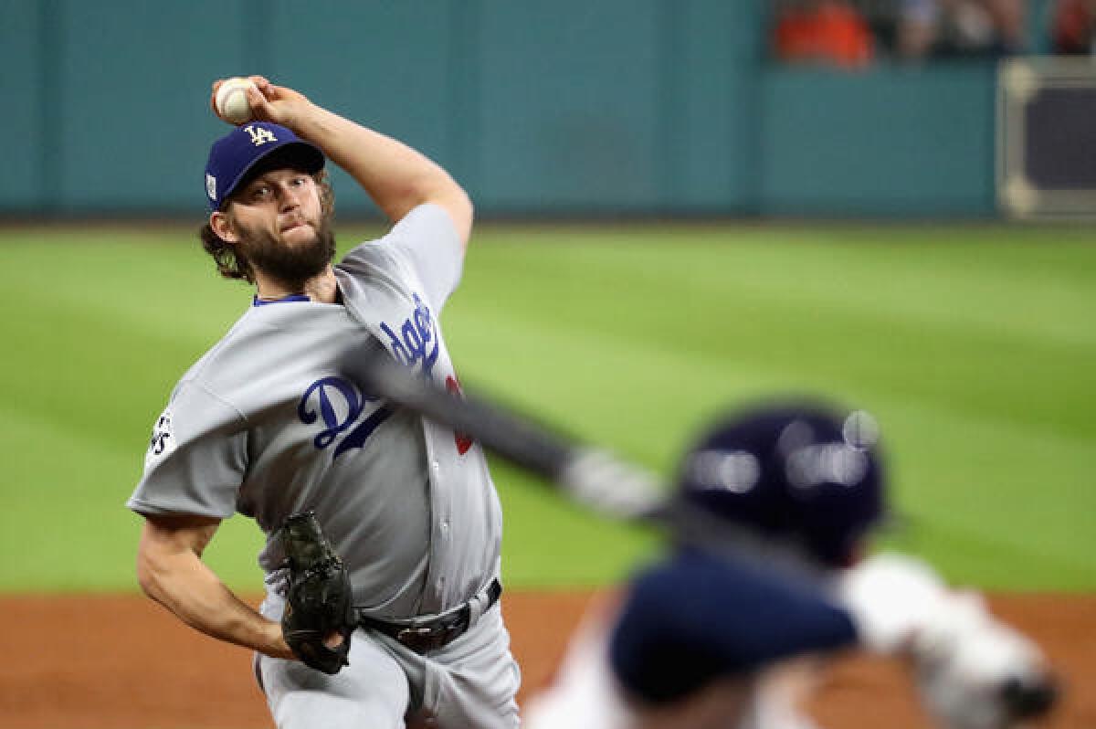 Clayton Kershaw pitches during the first inning of Game 5. (Getty Images)