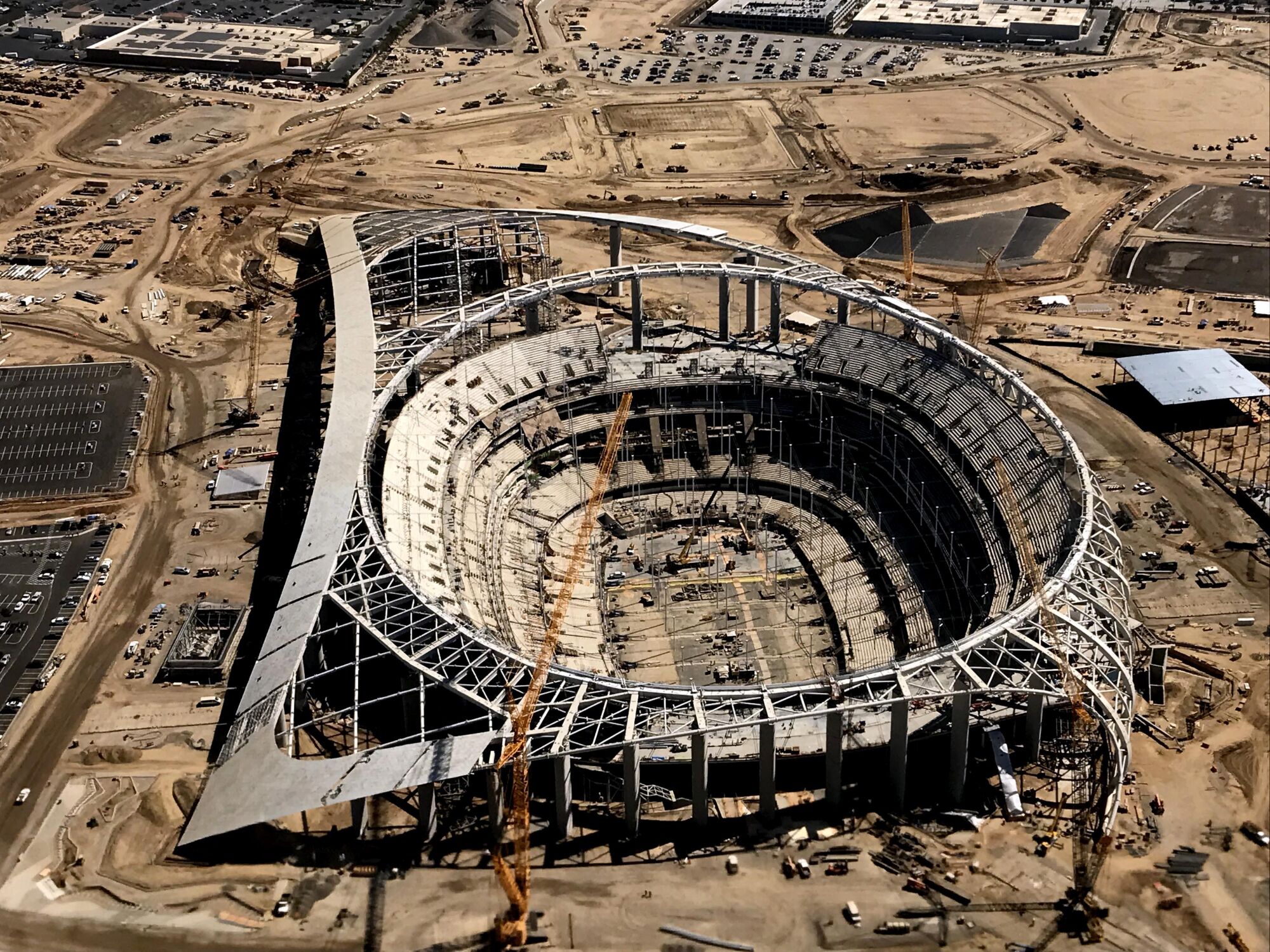 SoFi Stadium under construction in September 2019.
