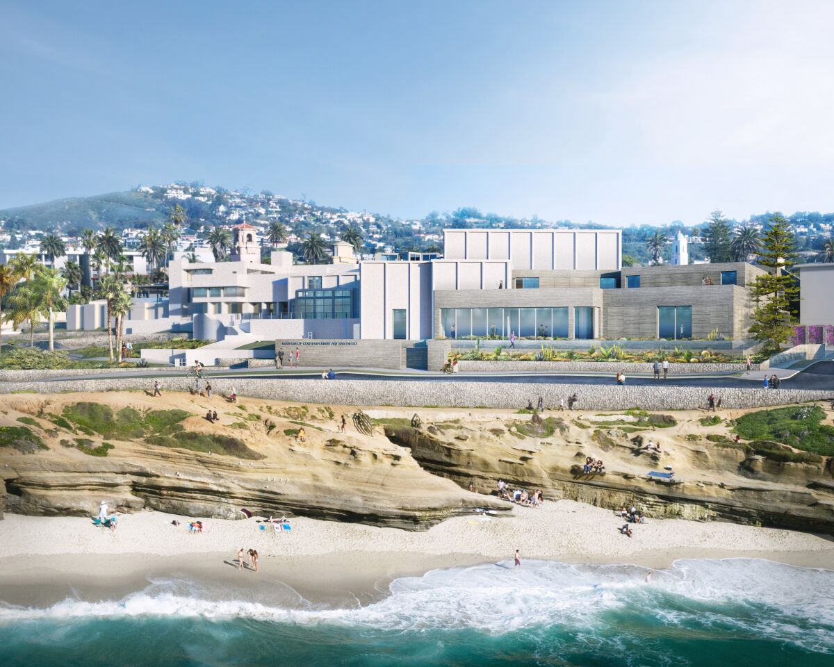 A rendering shows a seagull's-eye view of the renovation of the Museum of Contemporary Art San Diego's La Jolla location.