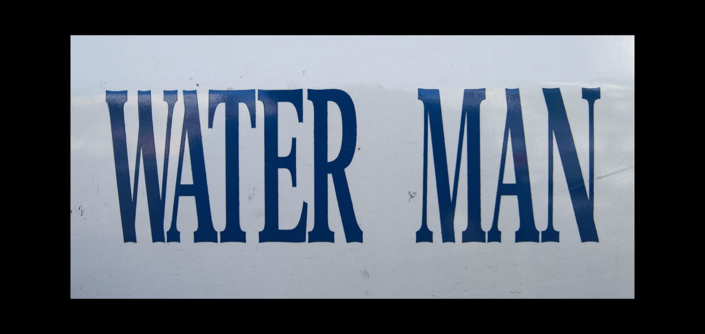The side of Dave Ross's car has "Water Man" on it. | Photo by Hayne Palmour IV/San Diego Union-Tribune/Mandatory Credit: HAYNE PALMOUR IV/SAN DIEGO UNION-TRIBUNE/ZUMA PRESS San Diego Union-Tribune Photo by Hayne Palmour IV copyright 2017