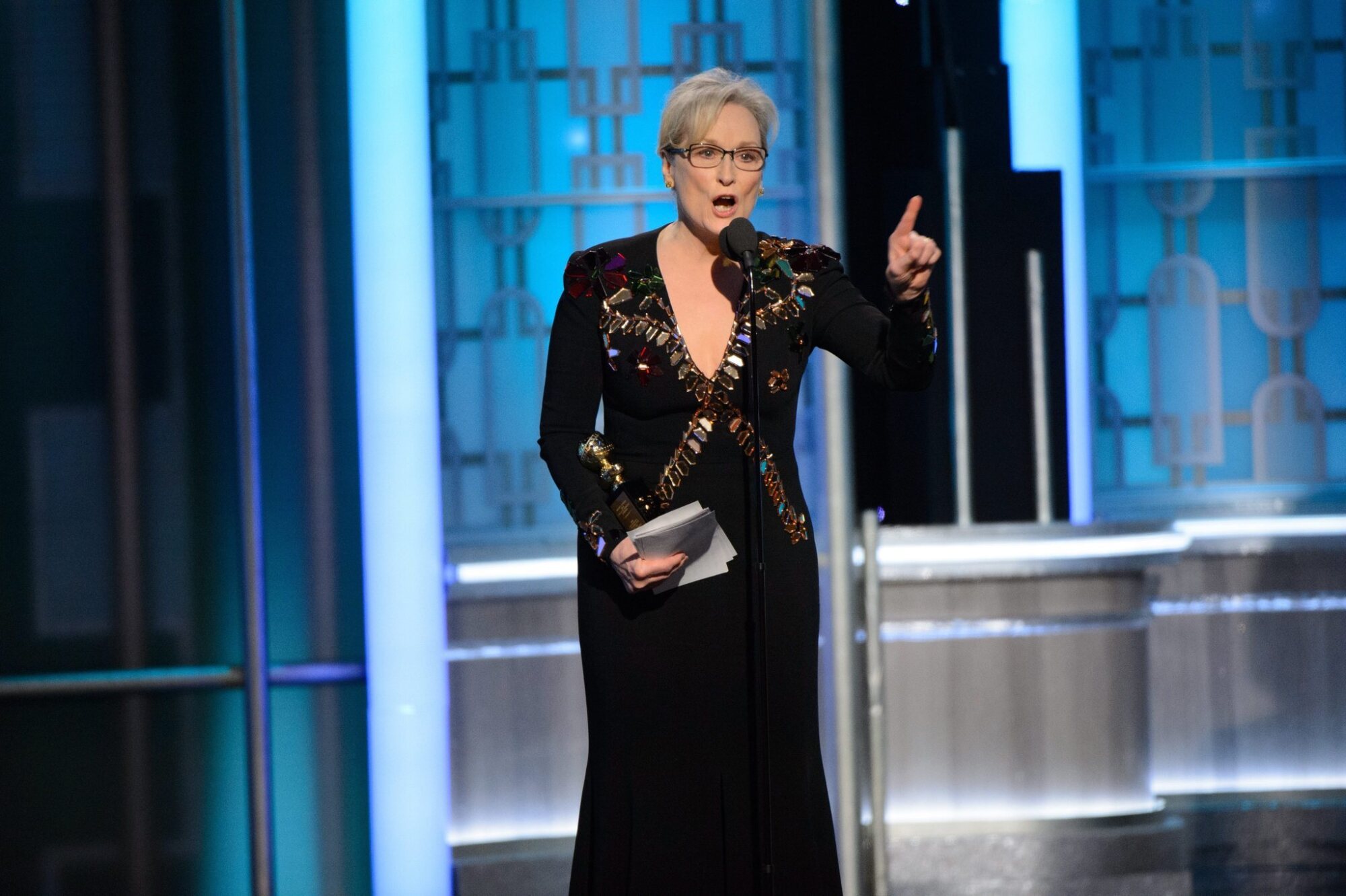Meryl Streep cuando aceptó el Cecil B. DeMille Lifetime Achievement Award.