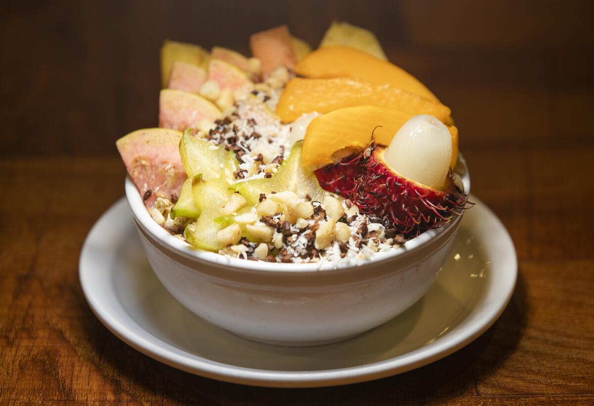 Pretty and healthful: the acai bowl at Under the Bodhi Tree in Kamuela, Hawaii. 