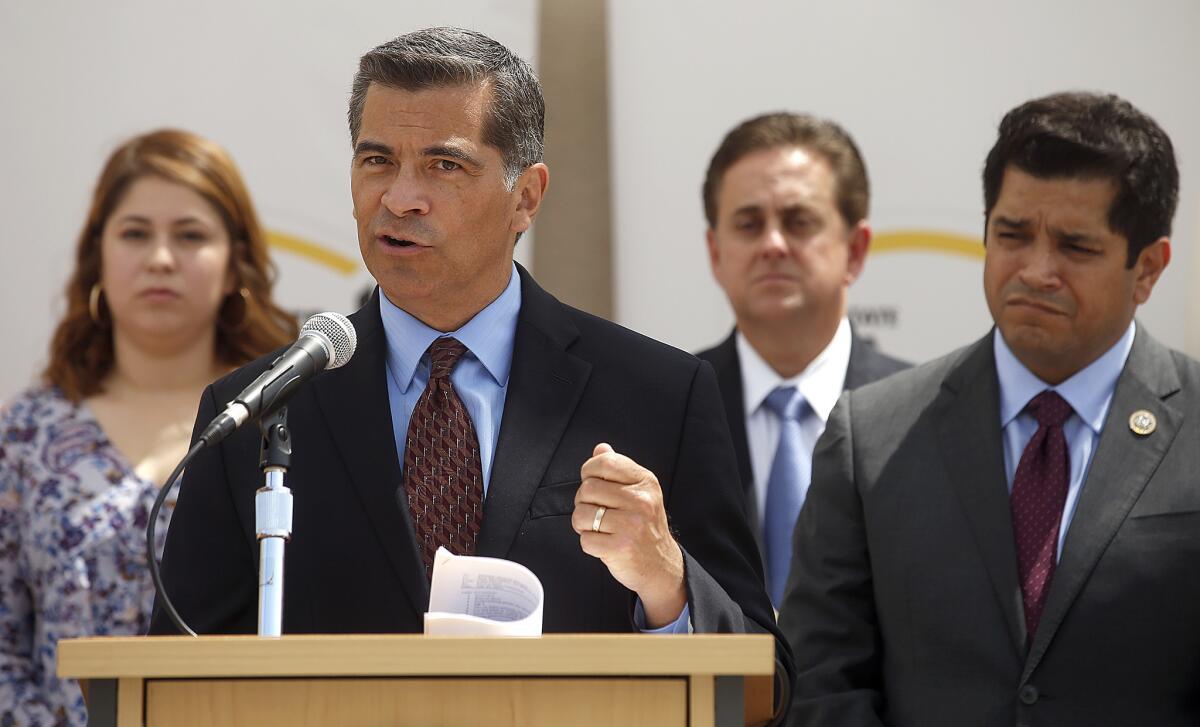 Atty. Gen. Xavier Becerra speaking at Cal State L.A.