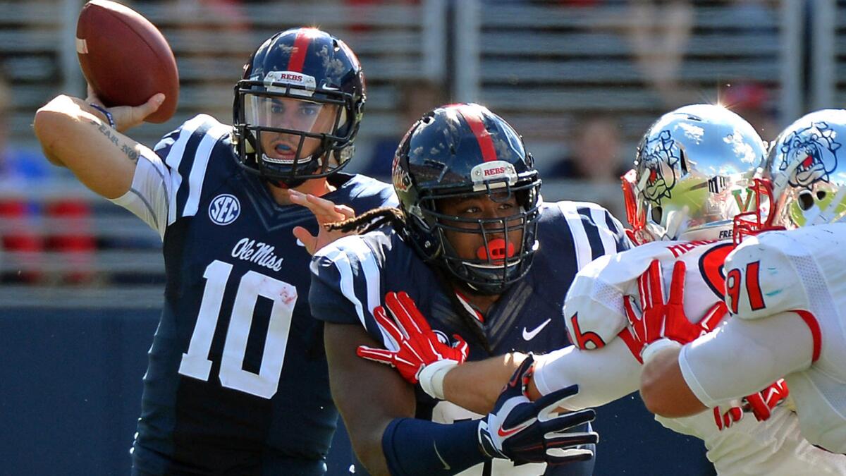 Quarterback Chad Kelly and Mississippi beat up Fresno State last week but will face No. 2 Alabama in Tuscaloosa on Saturday.