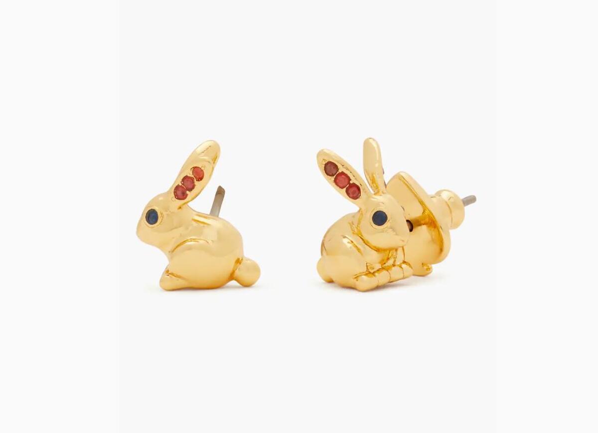Rabbit-shaped gold stud earrings 