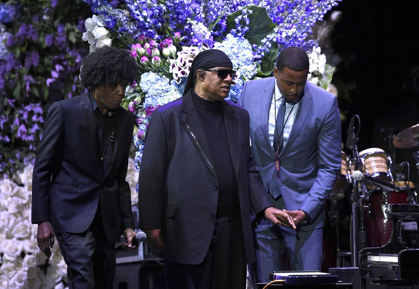 Stevie Wonder at the memorial.
