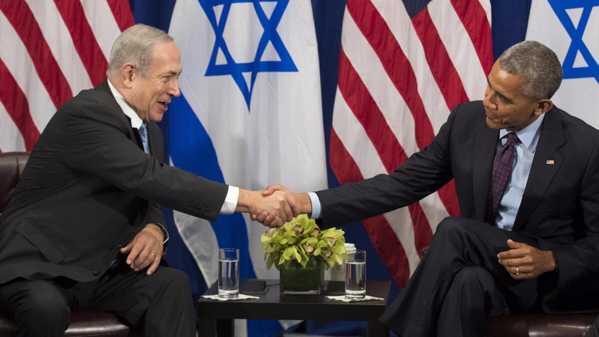 Israeli Prime Minister Benjamin Netanyahu and President Obama meet Wednesday in New York on the sidelines of the U.N. General Assembly.