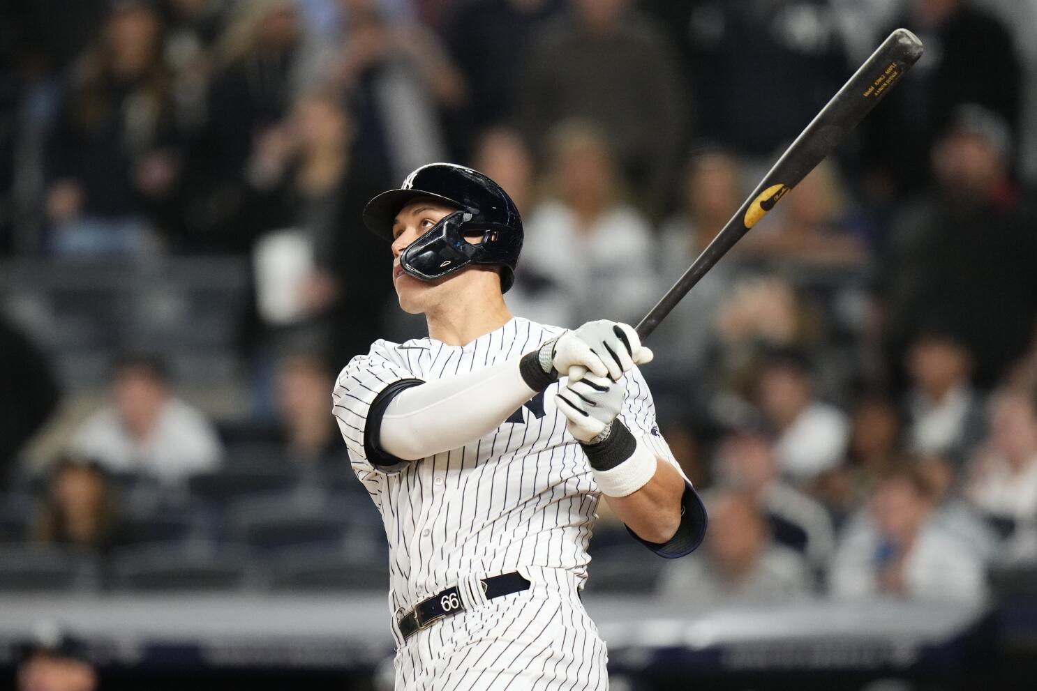 Watch as Aaron Judge's batting practice homer smashes into a