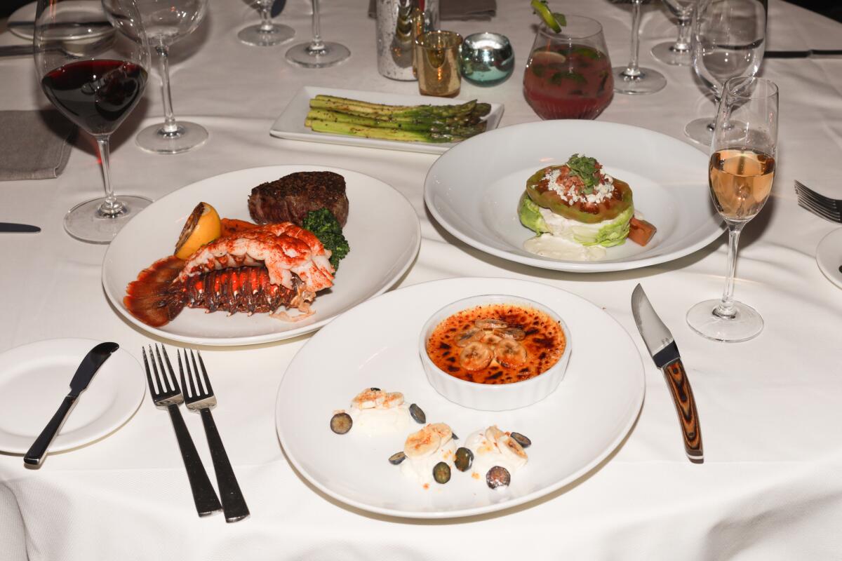 LA Prime restaurant's signature entree, filet mignon and broiled Australian lobster tail.